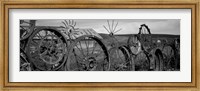 Old barn with a fence made of wheels, Palouse, Whitman County, Washington State Fine Art Print