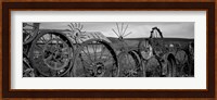 Old barn with a fence made of wheels, Palouse, Whitman County, Washington State Fine Art Print