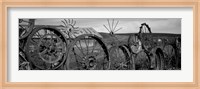 Old barn with a fence made of wheels, Palouse, Whitman County, Washington State Fine Art Print
