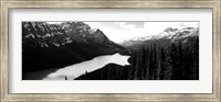 Mountain range at the lakeside, Banff National Park, Alberta, Canada BW Fine Art Print