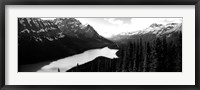 Mountain range at the lakeside, Banff National Park, Alberta, Canada BW Fine Art Print