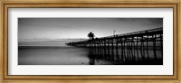 Silhouette of a pier, San Clemente Pier, Los Angeles County, California BW Fine Art Print