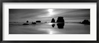 Silhouette of sea stacks at sunset, Second Beach, Olympic National Park, Washington State Fine Art Print