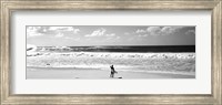 Surfer standing on the beach, North Shore, Oahu, Hawaii BW Fine Art Print