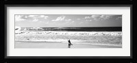 Surfer standing on the beach, North Shore, Oahu, Hawaii BW Fine Art Print