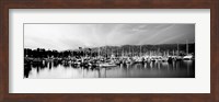 Boats moored in harbor at sunset, Santa Barbara Harbor, California Fine Art Print