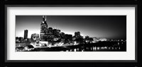 Skylines at night along Cumberland River, Nashville, Tennessee Fine Art Print
