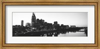 Skylines at dusk along Cumberland River, Nashville, Tennessee Fine Art Print