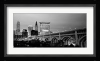Bridge in a city lit up at dusk, Detroit Avenue Bridge, Cleveland, Ohio Fine Art Print