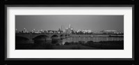 Bridge over a river with skyscrapers in the background, White River, Indianapolis, Indiana Fine Art Print