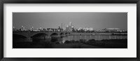Bridge over a river with skyscrapers in the background, White River, Indianapolis, Indiana Fine Art Print