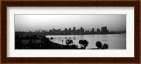 Silhouette of buildings at the waterfront, San Diego, San Diego Bay, California Fine Art Print
