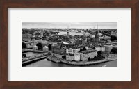 High angle view of a city, Stockholm, Sweden BW Fine Art Print