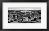 High angle view of a city, Stockholm, Sweden BW Fine Art Print