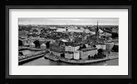High angle view of a city, Stockholm, Sweden BW Fine Art Print