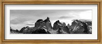 Snowcapped mountain range, Paine Massif, Torres del Paine National Park, Patagonia, Chile Fine Art Print