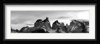 Snowcapped mountain range, Paine Massif, Torres del Paine National Park, Patagonia, Chile Fine Art Print