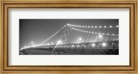 Suspension bridge lit up at night, Bay Bridge, San Francisco, California Fine Art Print