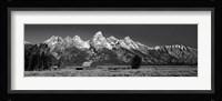 Barn On Plain Before Mountains, Grand Teton National Park, Wyoming Fine Art Print