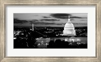High angle view of a city lit up at dusk, Washington DC Fine Art Print