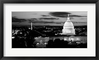 High angle view of a city lit up at dusk, Washington DC Fine Art Print