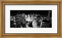 Illinois, Chicago, Chicago River, High angle view of the city at night Fine Art Print