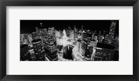 Illinois, Chicago, Chicago River, High angle view of the city at night Fine Art Print