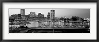 Inner Harbor, Baltimore, Maryland BW Framed Print