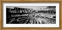 High angle view of tourists in an amphitheater, Colosseum, Rome, Italy BW Fine Art Print