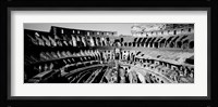High angle view of tourists in an amphitheater, Colosseum, Rome, Italy BW Fine Art Print
