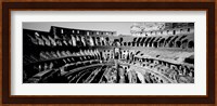 High angle view of tourists in an amphitheater, Colosseum, Rome, Italy BW Fine Art Print