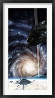 Spacecraft arrives at the Docking Atation on an enormous Gas Giant Fine Art Print