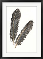 Gold Feathers IV on White Framed Print