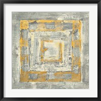 Gold Tapestry II Gold and White Framed Print