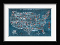US City Map on Wood Blue Fine Art Print