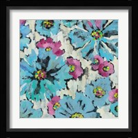 Graphic Pink and Blue Floral I Framed Print