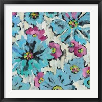 Graphic Pink and Blue Floral I Fine Art Print