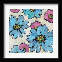 Graphic Pink and Blue Floral II Framed Print