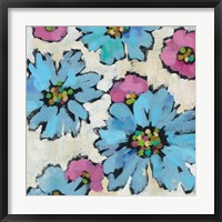 Graphic Pink and Blue Floral II Framed Print
