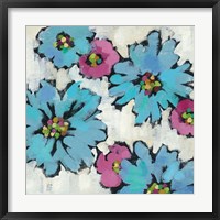 Graphic Pink and Blue Floral III Framed Print