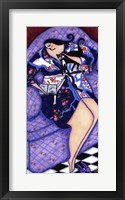 Big Diva In Kimono With Kitty Framed Print