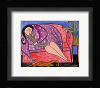 Big Diva Lounging With Lizard & Kitty Fine Art Print