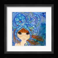 Big Eyed Girl Ocean Blue Fine Art Print