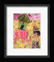 Big Eyed Girl Pink Elephant Circus Fine Art Print