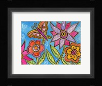 Funky Flowers And Butterfly Fine Art Print