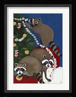 Christmas Raccoons Fine Art Print