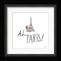 Ah Paris I on White Framed Print