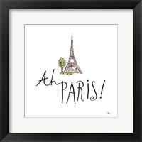 Ah Paris I on White Framed Print