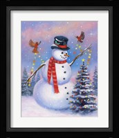 Snowman Decorating the Tree Fine Art Print