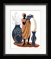 Standing And Pouring Orange Dress Framed Print